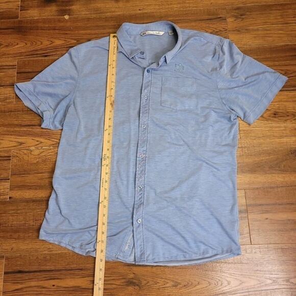 Travis Matthew Shirt Mens 2XL Blue Casual Button Short Sleeve Pocket Logo USA - Picture 4 of 11